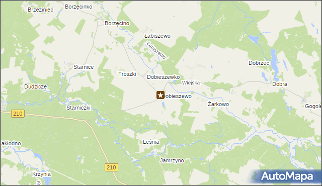 mapa Dobieszewo gmina Dębnica Kaszubska, Dobieszewo gmina Dębnica Kaszubska na mapie Targeo