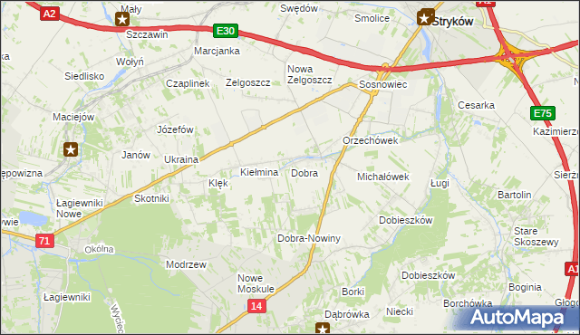 mapa Dobra gmina Stryków, Dobra gmina Stryków na mapie Targeo