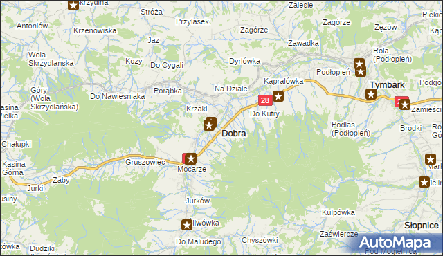 mapa Dobra powiat limanowski, Dobra powiat limanowski na mapie Targeo