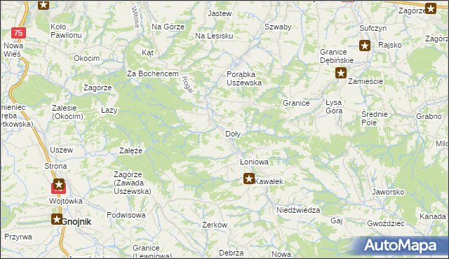 mapa Doły gmina Dębno, Doły gmina Dębno na mapie Targeo