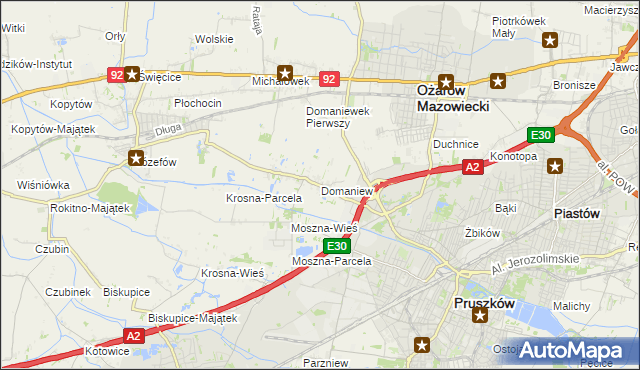 mapa Domaniew gmina Brwinów, Domaniew gmina Brwinów na mapie Targeo