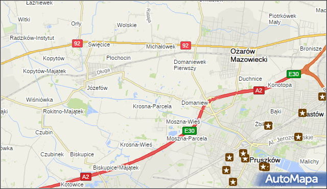 mapa Domaniewek gmina Brwinów, Domaniewek gmina Brwinów na mapie Targeo