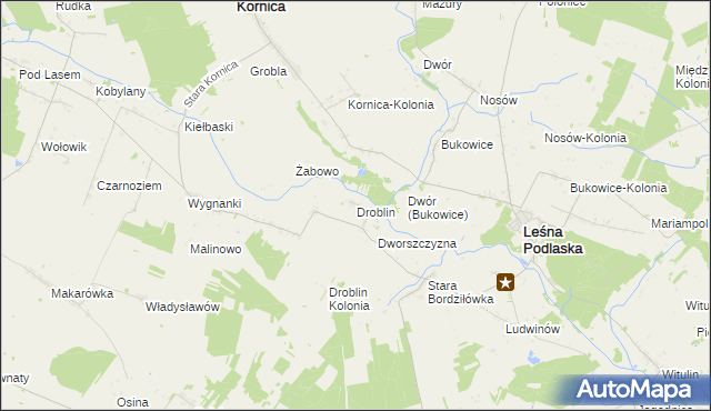 mapa Droblin gmina Leśna Podlaska, Droblin gmina Leśna Podlaska na mapie Targeo