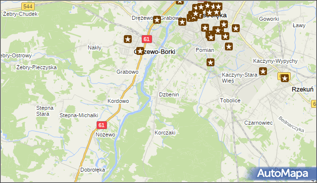 mapa Dzbenin gmina Rzekuń, Dzbenin gmina Rzekuń na mapie Targeo