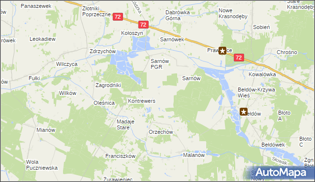 mapa Dzierżanów gmina Dalików, Dzierżanów gmina Dalików na mapie Targeo
