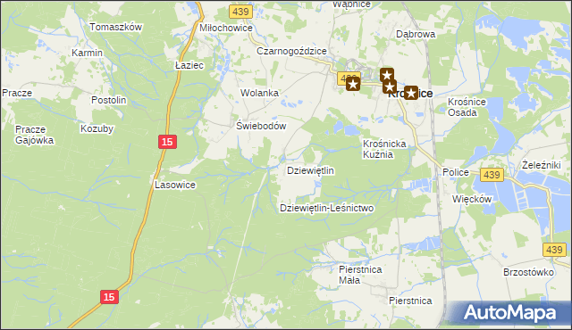 mapa Dziewiętlin, Dziewiętlin na mapie Targeo