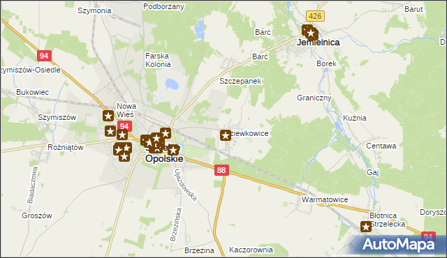 mapa Dziewkowice, Dziewkowice na mapie Targeo