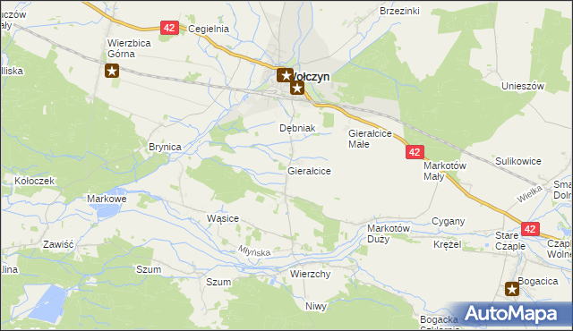 mapa Gierałcice gmina Wołczyn, Gierałcice gmina Wołczyn na mapie Targeo