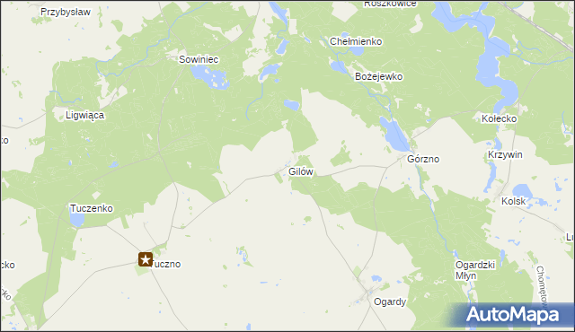 mapa Gilów gmina Strzelce Krajeńskie, Gilów gmina Strzelce Krajeńskie na mapie Targeo