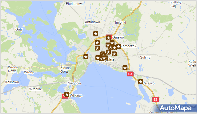 mapa Giżycko, Giżycko na mapie Targeo