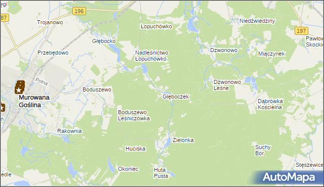 mapa Głęboczek gmina Murowana Goślina, Głęboczek gmina Murowana Goślina na mapie Targeo