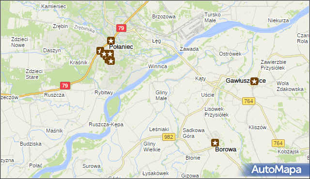 mapa Gliny Małe, Gliny Małe na mapie Targeo