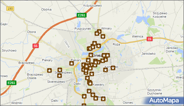 mapa Gniezna, Gniezno na mapie Targeo