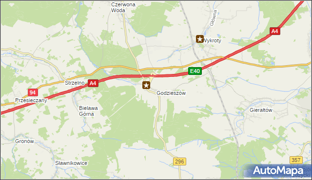 mapa Godzieszów, Godzieszów na mapie Targeo