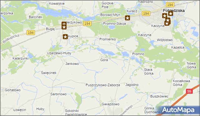 mapa Góra gmina Pobiedziska, Góra gmina Pobiedziska na mapie Targeo