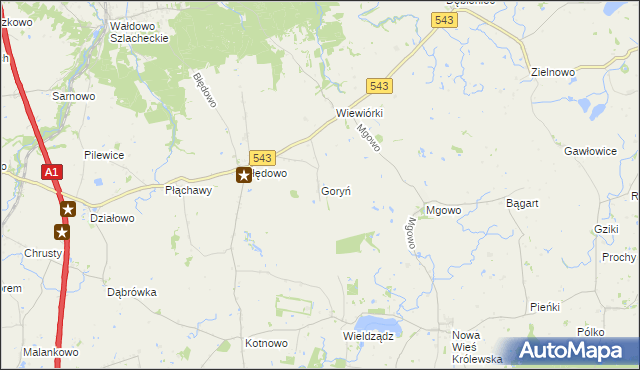 mapa Goryń gmina Płużnica, Goryń gmina Płużnica na mapie Targeo