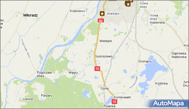 mapa Gościszewo, Gościszewo na mapie Targeo