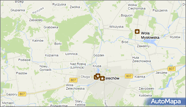 mapa Gózdek gmina Żelechów, Gózdek gmina Żelechów na mapie Targeo