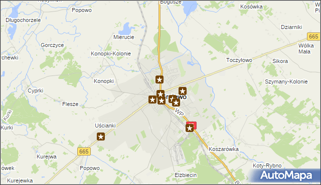 mapa Grajewo, Grajewo na mapie Targeo