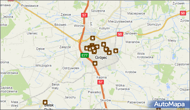 mapa Grójec, Grójec na mapie Targeo