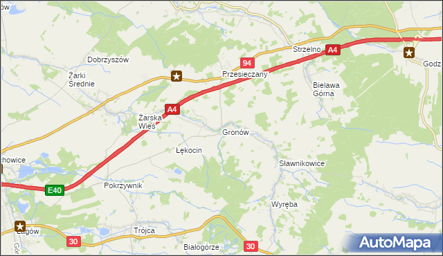 mapa Gronów gmina Zgorzelec, Gronów gmina Zgorzelec na mapie Targeo