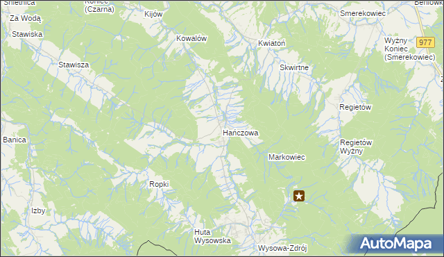 mapa Hańczowa, Hańczowa na mapie Targeo