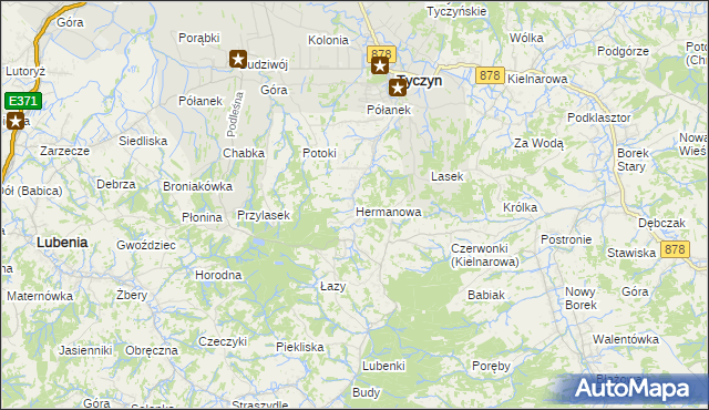 mapa Hermanowa, Hermanowa na mapie Targeo