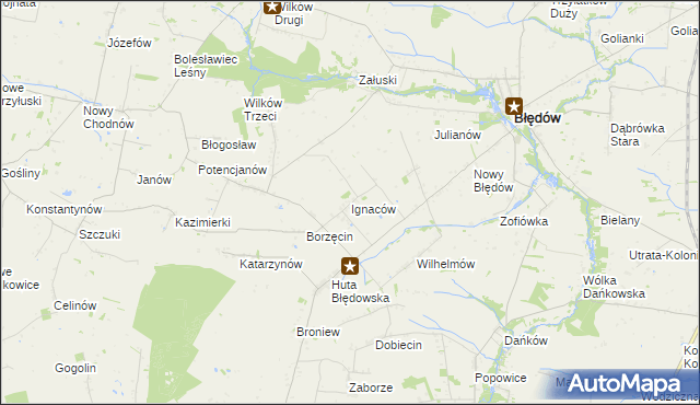 mapa Ignaców gmina Błędów, Ignaców gmina Błędów na mapie Targeo
