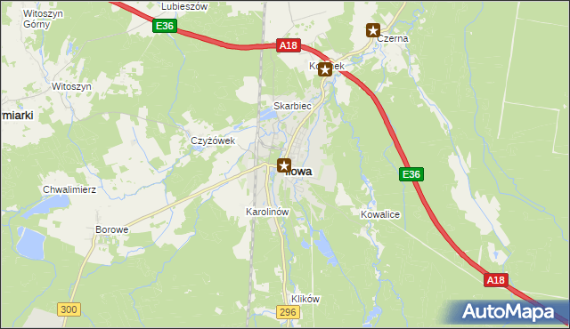 mapa Iłowa powiat żagański, Iłowa powiat żagański na mapie Targeo