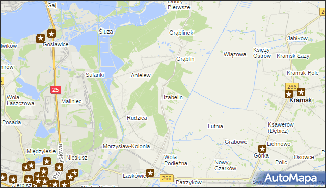 mapa Izabelin gmina Kramsk, Izabelin gmina Kramsk na mapie Targeo