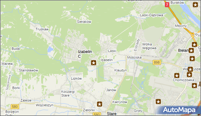 mapa Izabelin powiat warszawski zachodni, Izabelin powiat warszawski zachodni na mapie Targeo