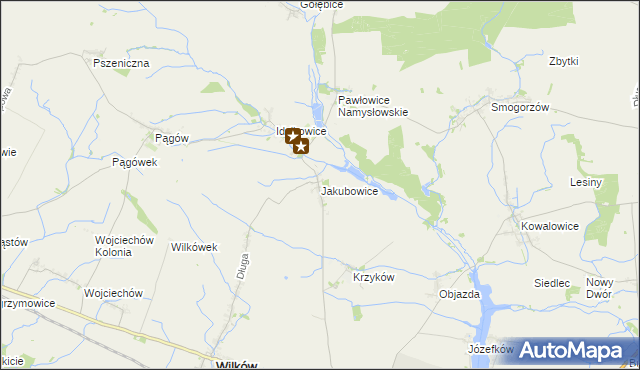 mapa Jakubowice gmina Wilków, Jakubowice gmina Wilków na mapie Targeo