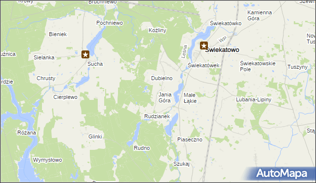 mapa Jania Góra gmina Świekatowo, Jania Góra gmina Świekatowo na mapie Targeo