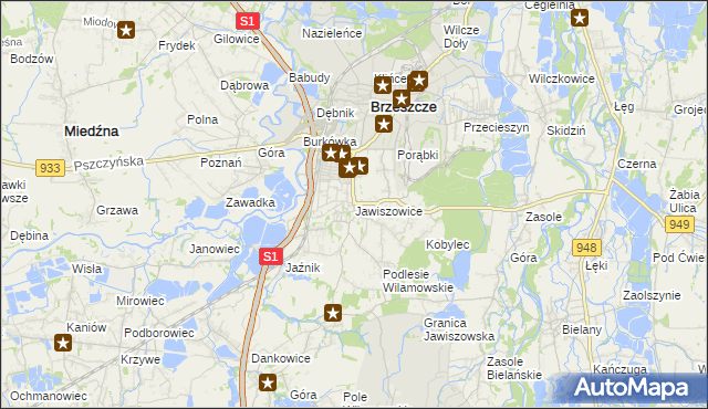 mapa Jawiszowice, Jawiszowice na mapie Targeo