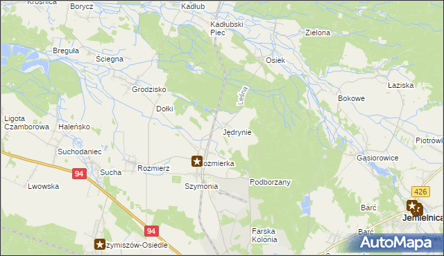 mapa Jędrynie, Jędrynie na mapie Targeo