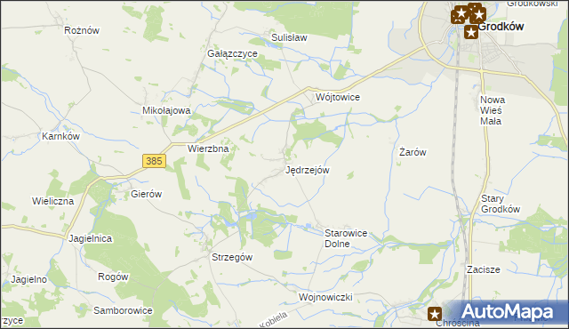 mapa Jędrzejów gmina Grodków, Jędrzejów gmina Grodków na mapie Targeo