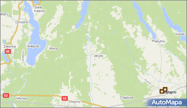 mapa Jerutki, Jerutki na mapie Targeo