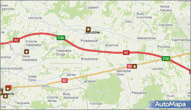 mapa Józefin gmina Jakubów, Józefin gmina Jakubów na mapie Targeo