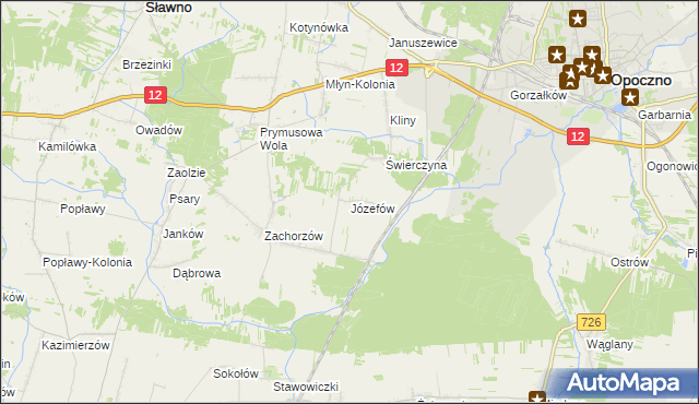 mapa Józefów gmina Sławno, Józefów gmina Sławno na mapie Targeo
