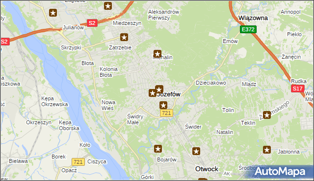 mapa Józefów powiat otwocki, Józefów powiat otwocki na mapie Targeo