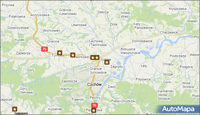 mapa Jurków gmina Czchów, Jurków gmina Czchów na mapie Targeo