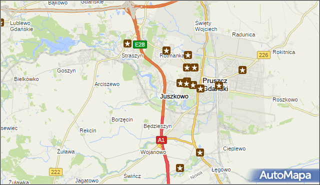 mapa Juszkowo, Juszkowo na mapie Targeo