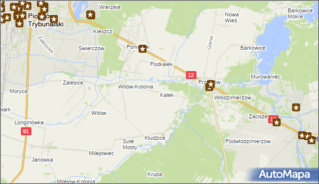 mapa Kałek gmina Sulejów, Kałek gmina Sulejów na mapie Targeo