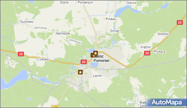 mapa Kalisz Pomorski, Kalisz Pomorski na mapie Targeo