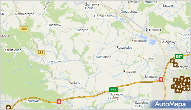 mapa Kamieniec gmina Kłodzko, Kamieniec gmina Kłodzko na mapie Targeo