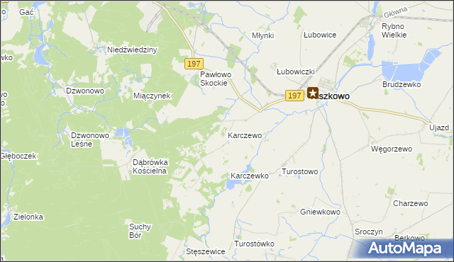mapa Karczewo gmina Kiszkowo, Karczewo gmina Kiszkowo na mapie Targeo
