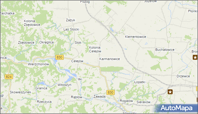 mapa Karmanowice, Karmanowice na mapie Targeo