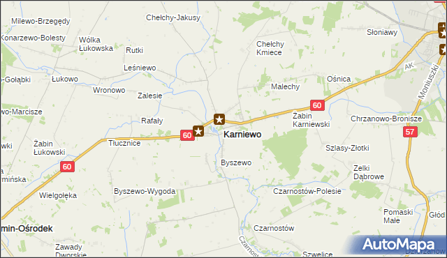 mapa Karniewo powiat makowski, Karniewo powiat makowski na mapie Targeo