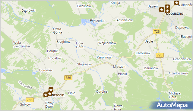 mapa Karolinów gmina Krasocin, Karolinów gmina Krasocin na mapie Targeo