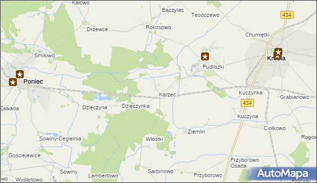 mapa Karzec, Karzec na mapie Targeo